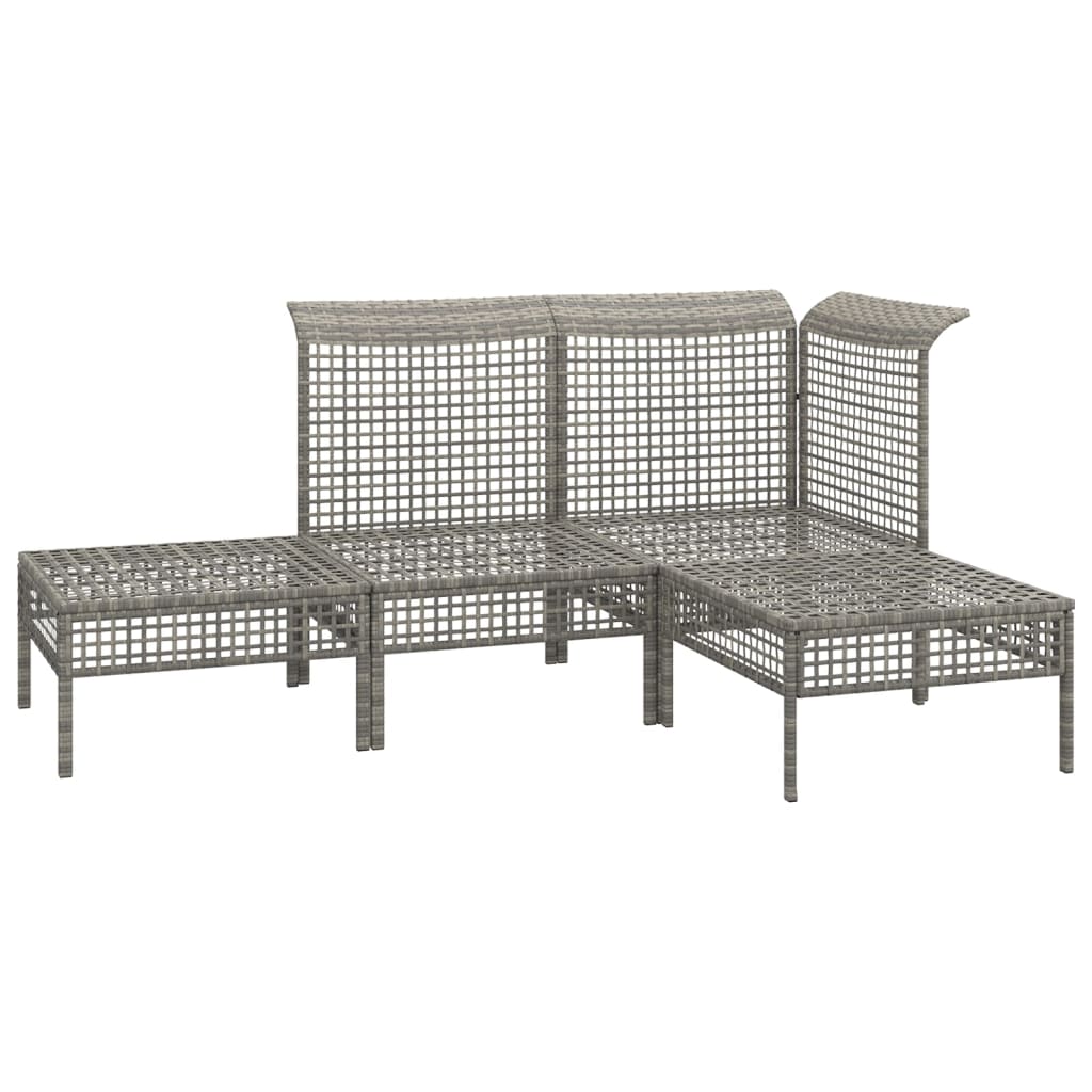 vidaXL Salon de jardin 4 pcs avec coussins Gris Résine tressée