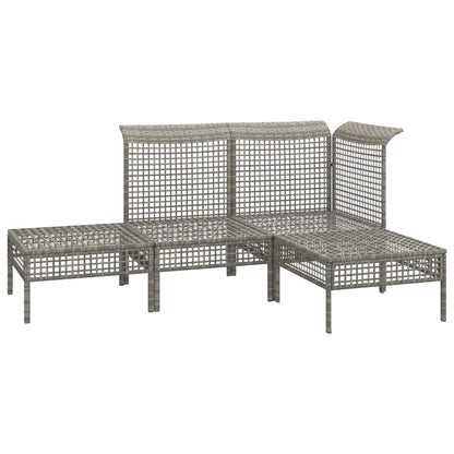 vidaXL Salon de jardin 4 pcs avec coussins Gris Résine tressée