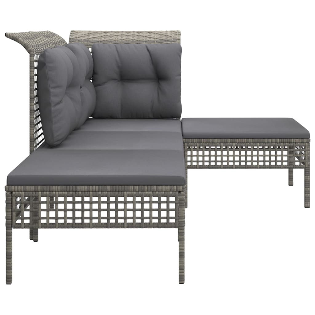 vidaXL Salon de jardin 4 pcs avec coussins Gris Résine tressée