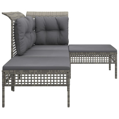 vidaXL Salon de jardin 4 pcs avec coussins Gris Résine tressée