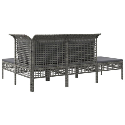 vidaXL Salon de jardin 4 pcs avec coussins Gris Résine tressée