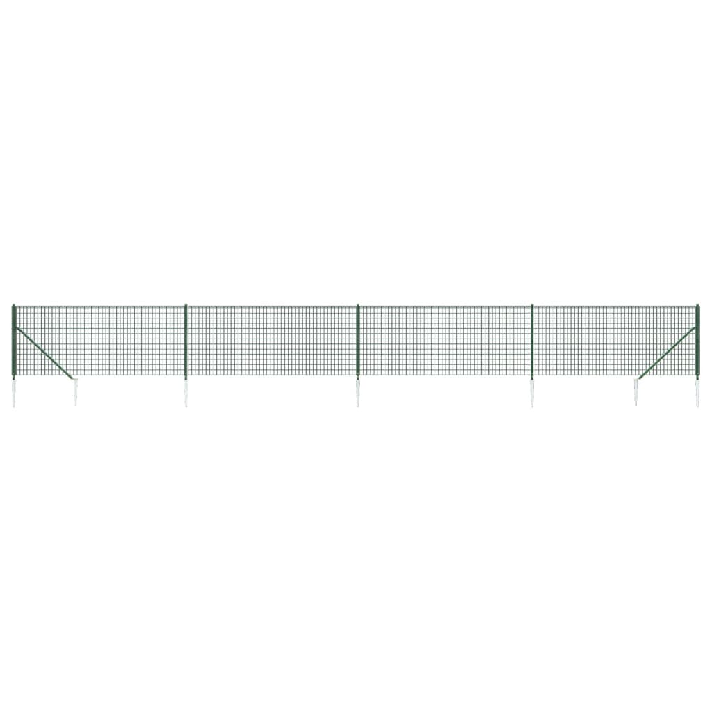 vidaXL Clôture grillagée avec manchons de terre vert 0,8x10 m