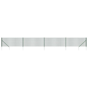 vidaXL Clôture grillagée avec manchons de terre vert 0,8x10 m
