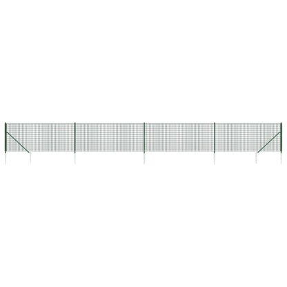 vidaXL Clôture grillagée avec manchons de terre vert 0,8x10 m