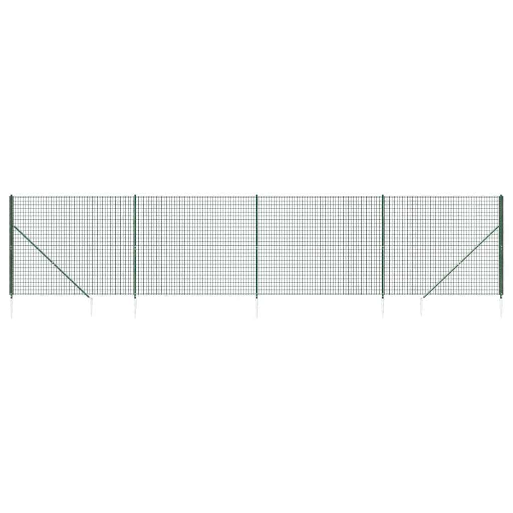 vidaXL Maschendrahtzaun mit Bodenhülsen Grün 2,2x10 m
