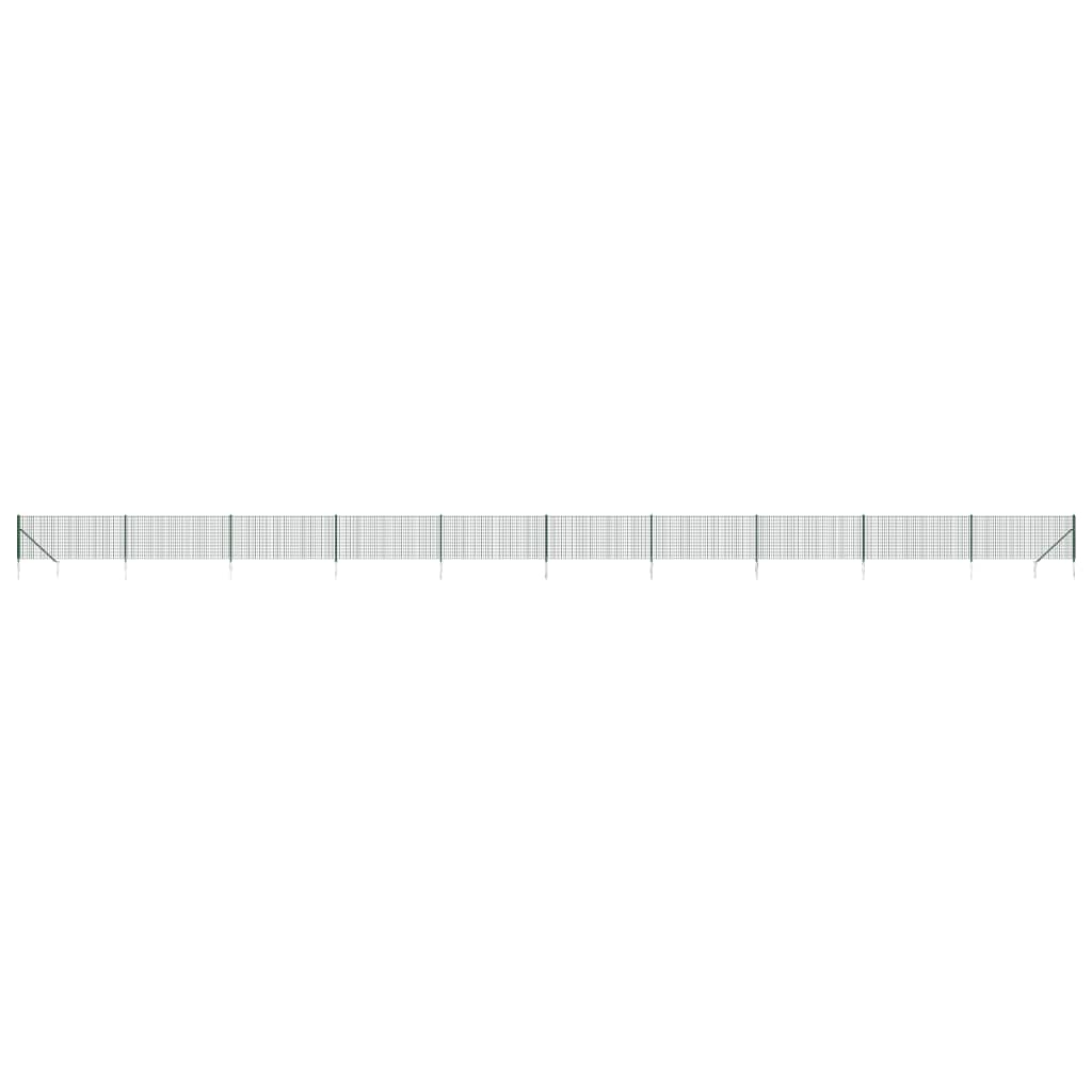 vidaXL Clôture grillagée avec manchons de terre Vert 1x25 m