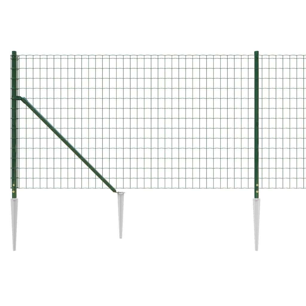 vidaXL Clôture grillagée avec manchons de terre Vert 1x25 m