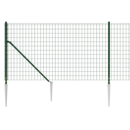 vidaXL Clôture grillagée avec manchons de terre Vert 1x25 m