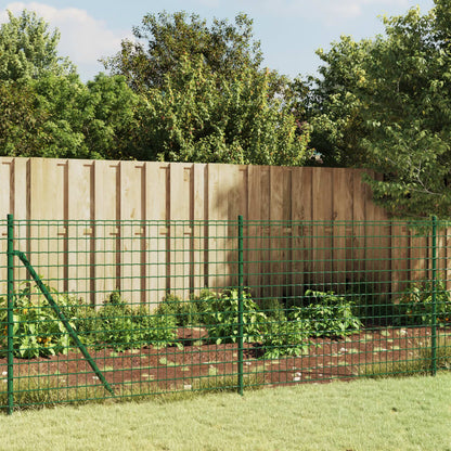 vidaXL Clôture grillagée avec manchons de terre Vert 1x25 m