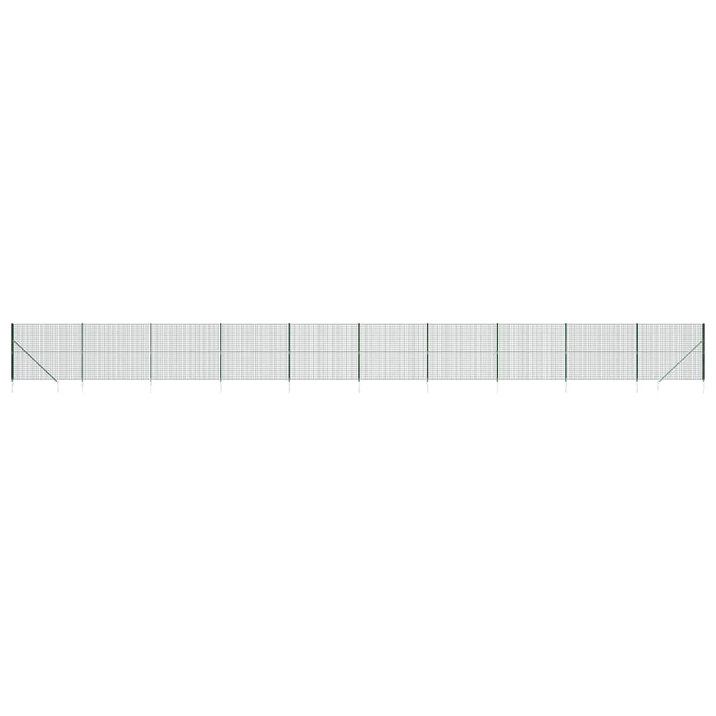 vidaXL Maschendrahtzaun mit Bodenhülsen Grün 1,6x25 m