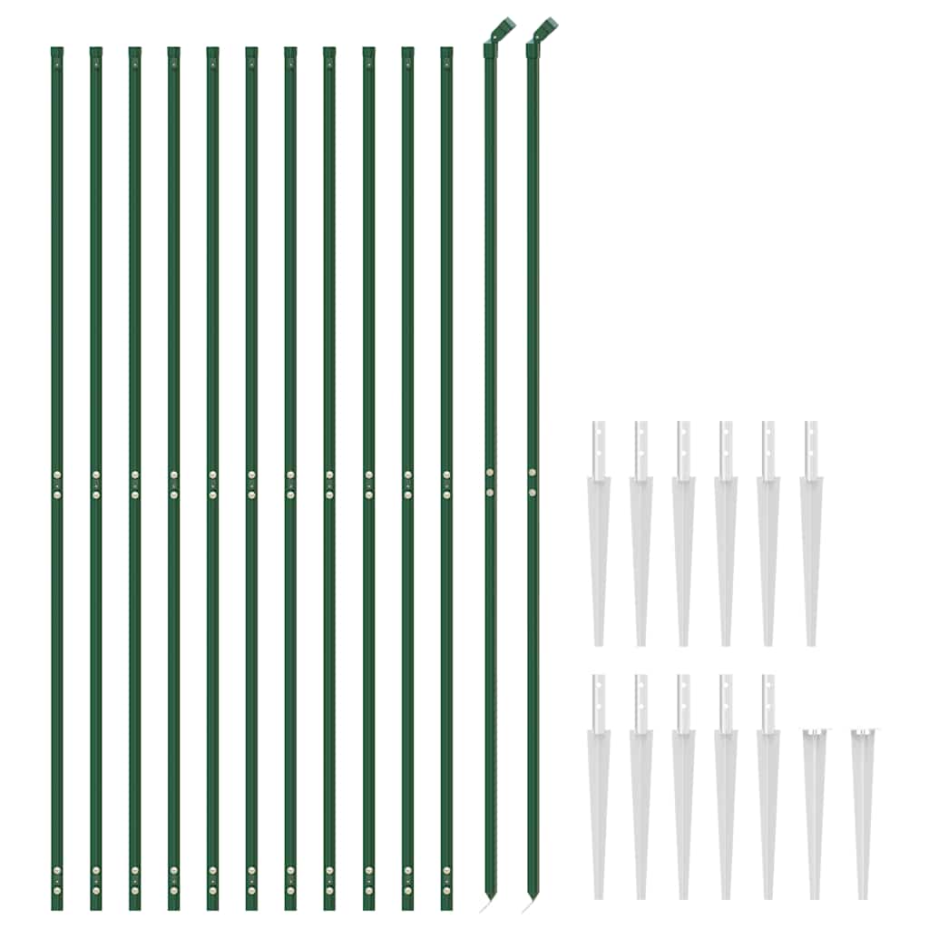 vidaXL Maschendrahtzaun mit Bodenhülsen Grün 1,6x25 m