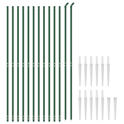 vidaXL Maschendrahtzaun mit Bodenhülsen Grün 1,6x25 m