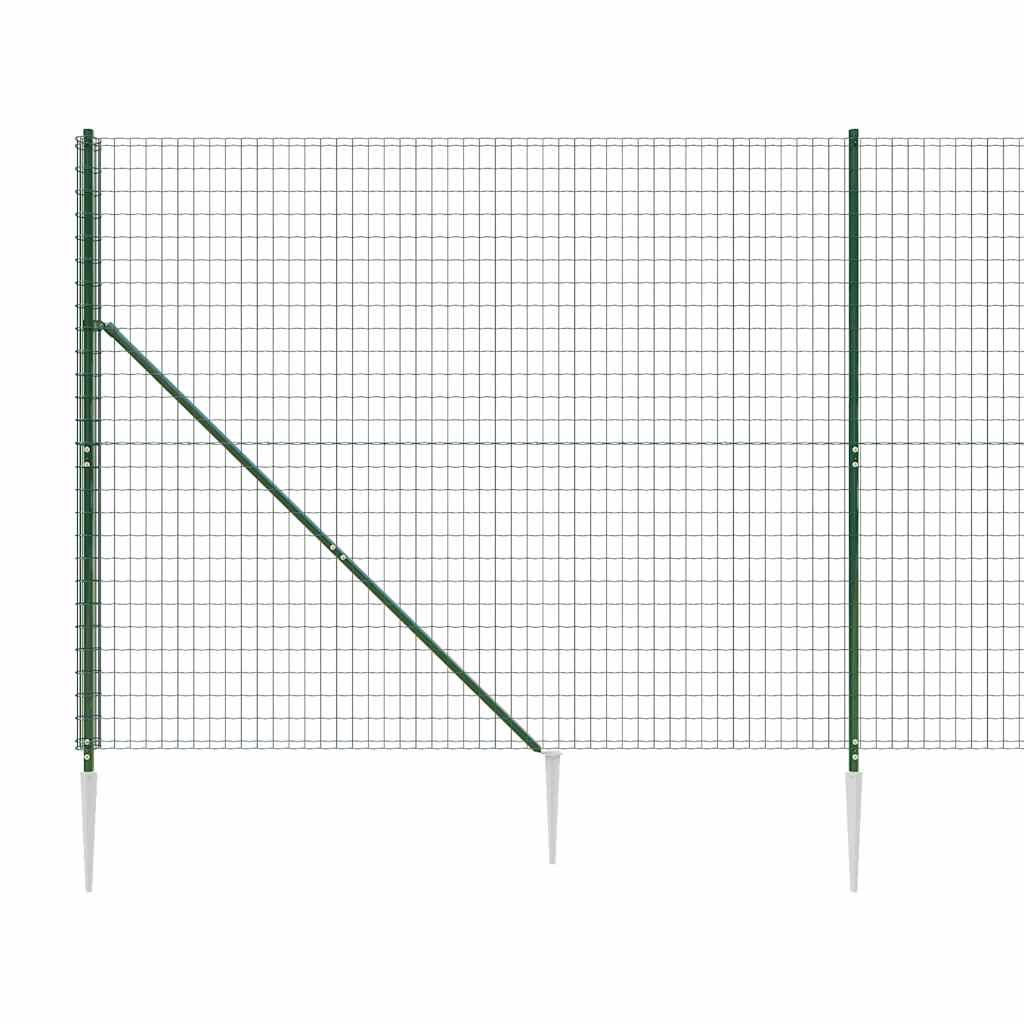 vidaXL Maschendrahtzaun mit Bodenhülsen Grün 1,6x25 m