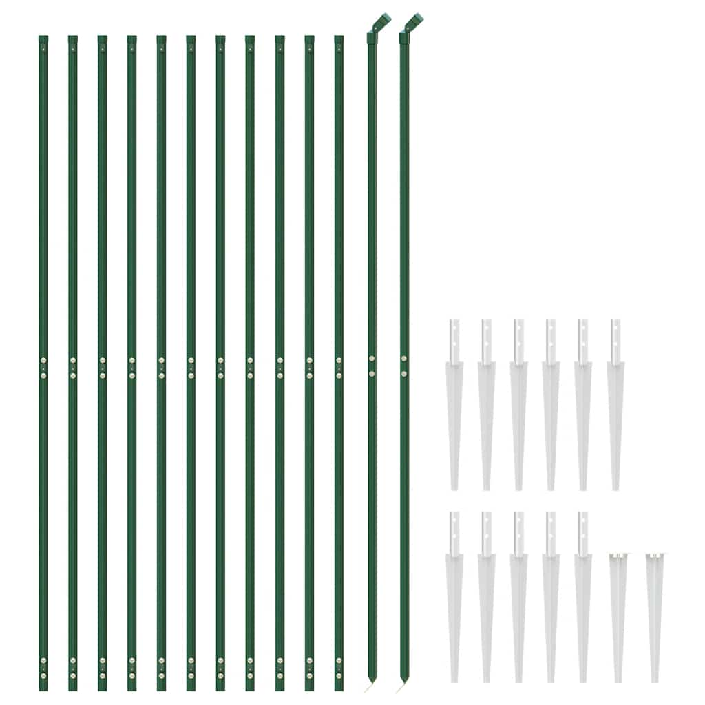 vidaXL Clôture grillagée avec manchons de fixation au sol vert 2x25 m