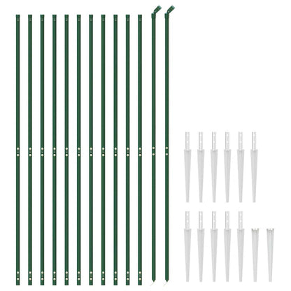 vidaXL Clôture grillagée avec manchons de fixation au sol vert 2x25 m