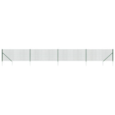 vidaXL Clôture grillagée avec manchons de terre vert 0,8x10 m