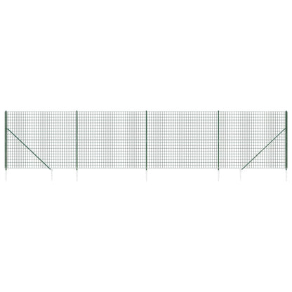 vidaXL Maschendrahtzaun mit Bodenhülsen Grün 1,6x10 m
