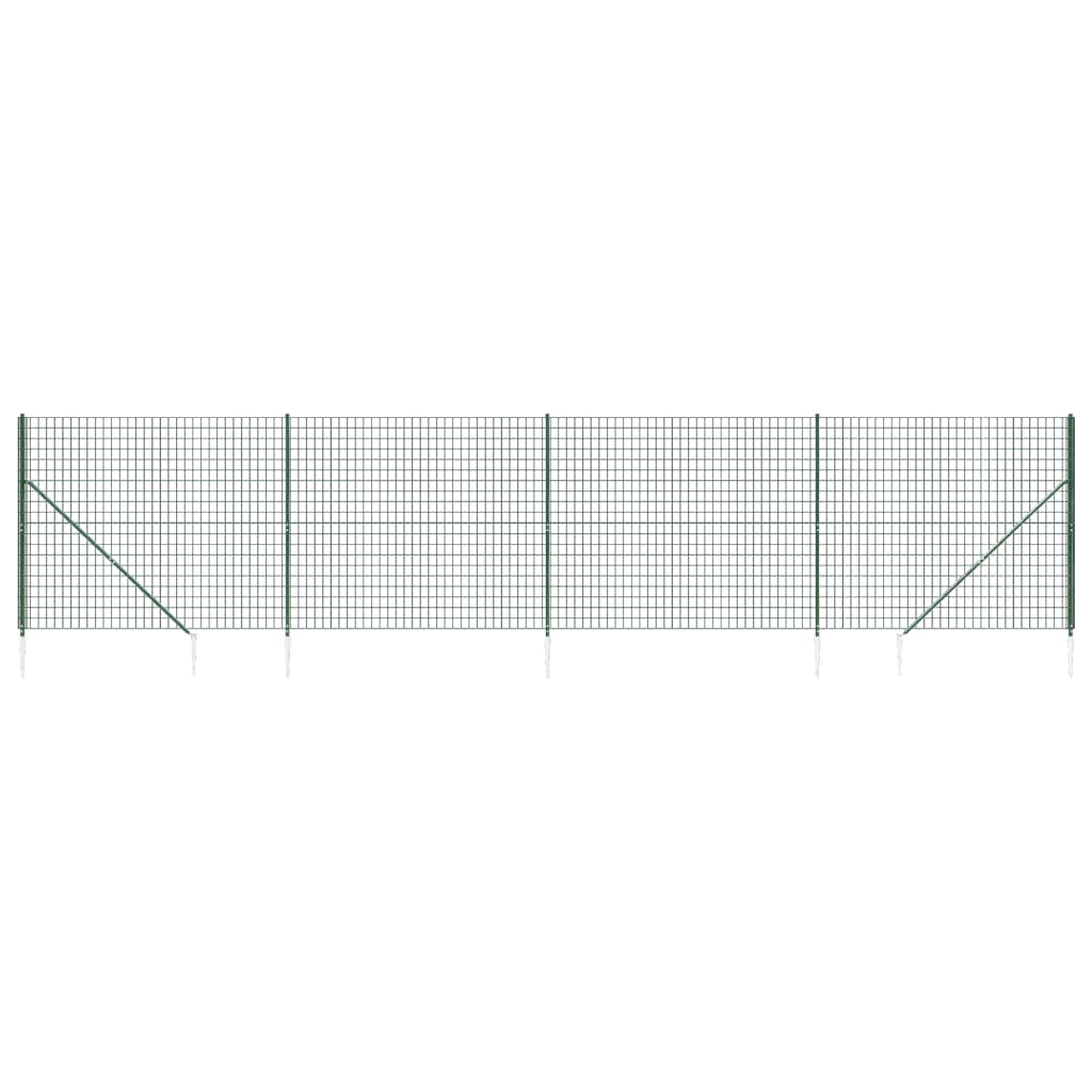 vidaXL Maschendrahtzaun mit Bodenhülsen Grün 2x10 m