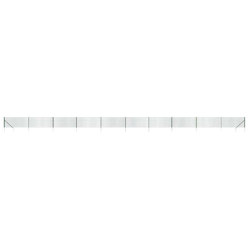 vidaXL Maschendrahtzaun mit Bodenhülsen Grün 0,8x25 m