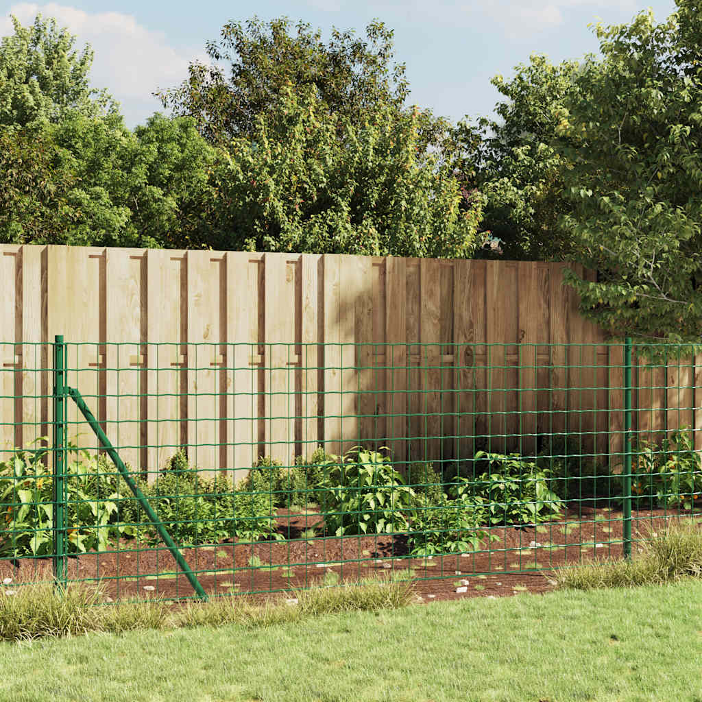 vidaXL Maschendrahtzaun mit Bodenhülsen Grün 0,8x25 m