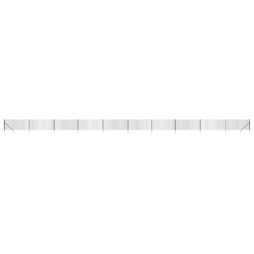 vidaXL Maschendrahtzaun mit Bodenhülsen Grün 1,1x25 m