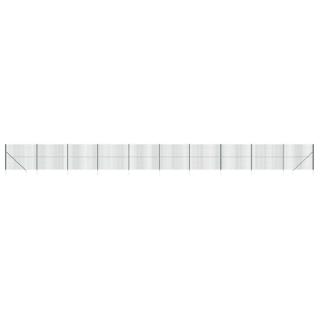 vidaXL Maschendrahtzaun mit Bodenhülsen Grün 1,6x25 m