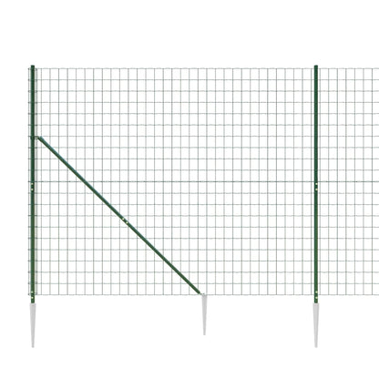 vidaXL Maschendrahtzaun mit Bodenhülsen Grün 1,6x25 m