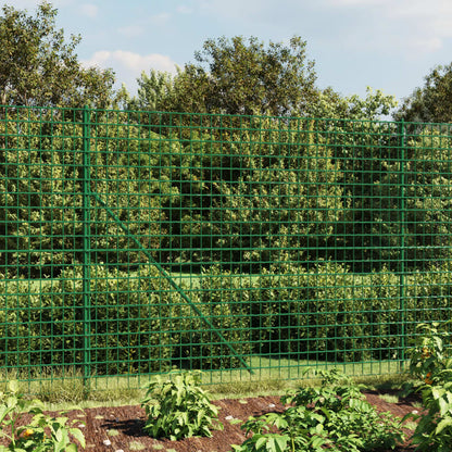 vidaXL Maschendrahtzaun mit Bodenhülsen Grün 1,6x25 m