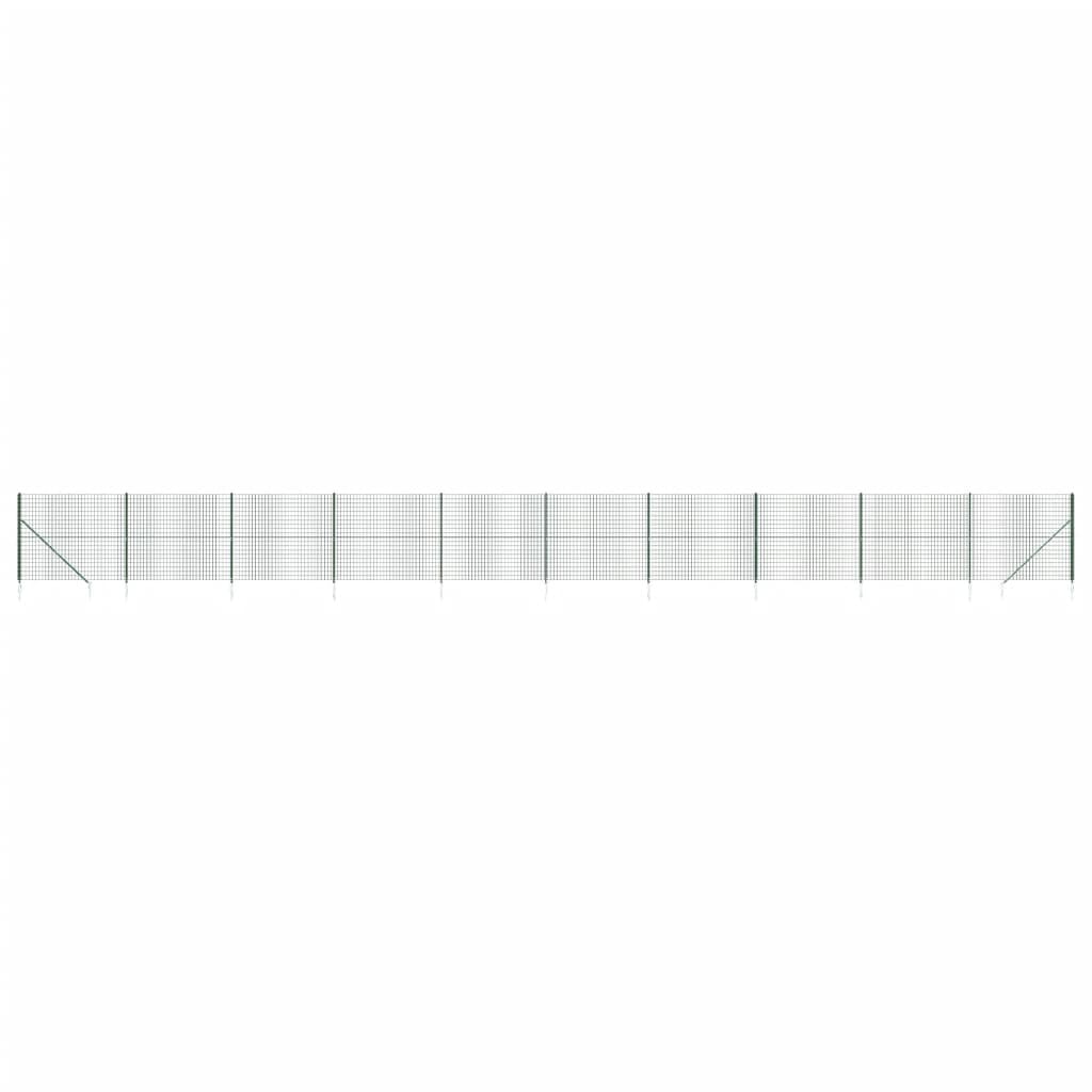 vidaXL Maschendrahtzaun mit Bodenhülsen Grün 1,8x25 m