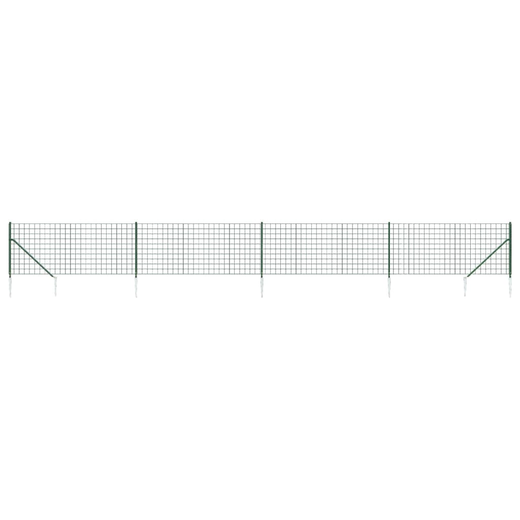 vidaXL Grillage avec manchons de sol vert 1x10 m