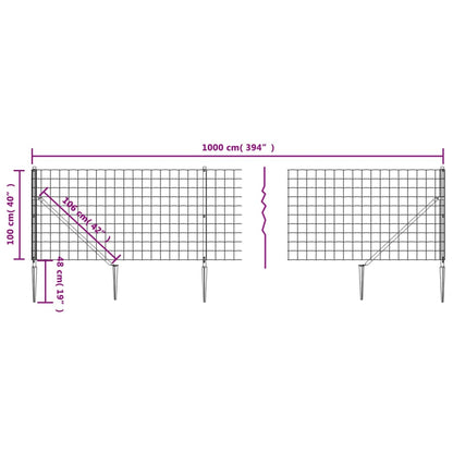 vidaXL Grillage avec manchons de sol vert 1x10 m