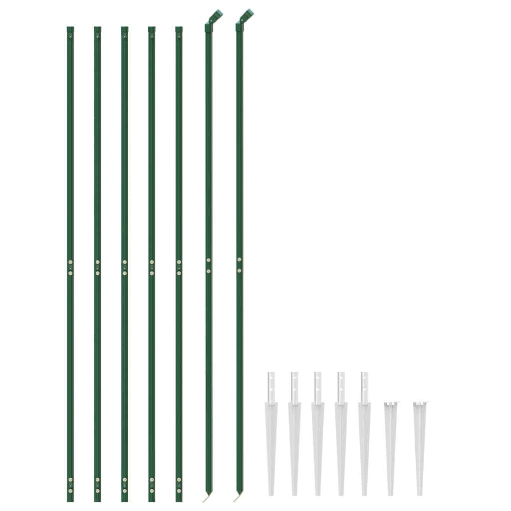 vidaXL Clôture grillagée avec manchons de terre Vert 1,4x10 m