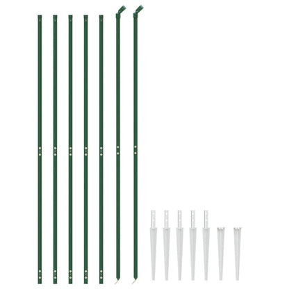 vidaXL Clôture grillagée avec manchons de terre Vert 1,4x10 m