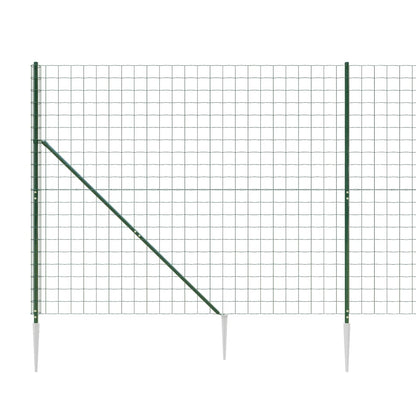 vidaXL Clôture grillagée avec manchons de terre Vert 1,4x10 m