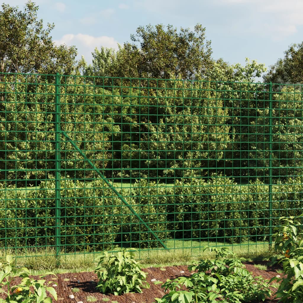 vidaXL Clôture grillagée avec manchons de sol vert 1,8x10 m