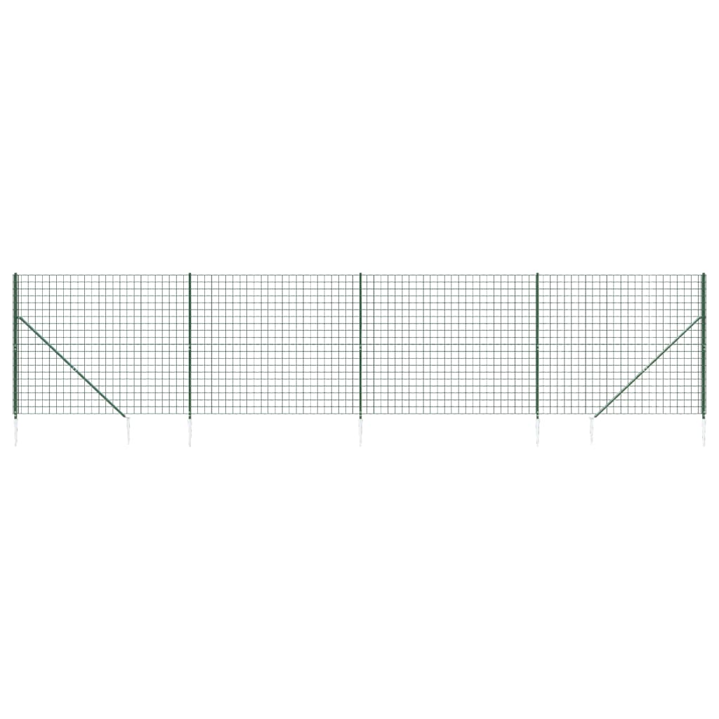 vidaXL Clôture en grillage métallique avec douilles de terre vert 2x10 m