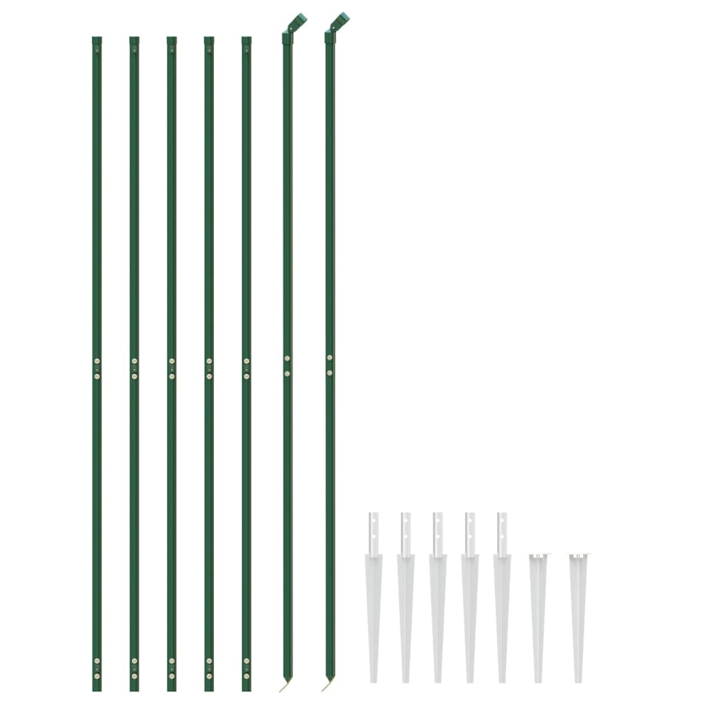 vidaXL Clôture en grillage métallique avec douilles de terre vert 2x10 m
