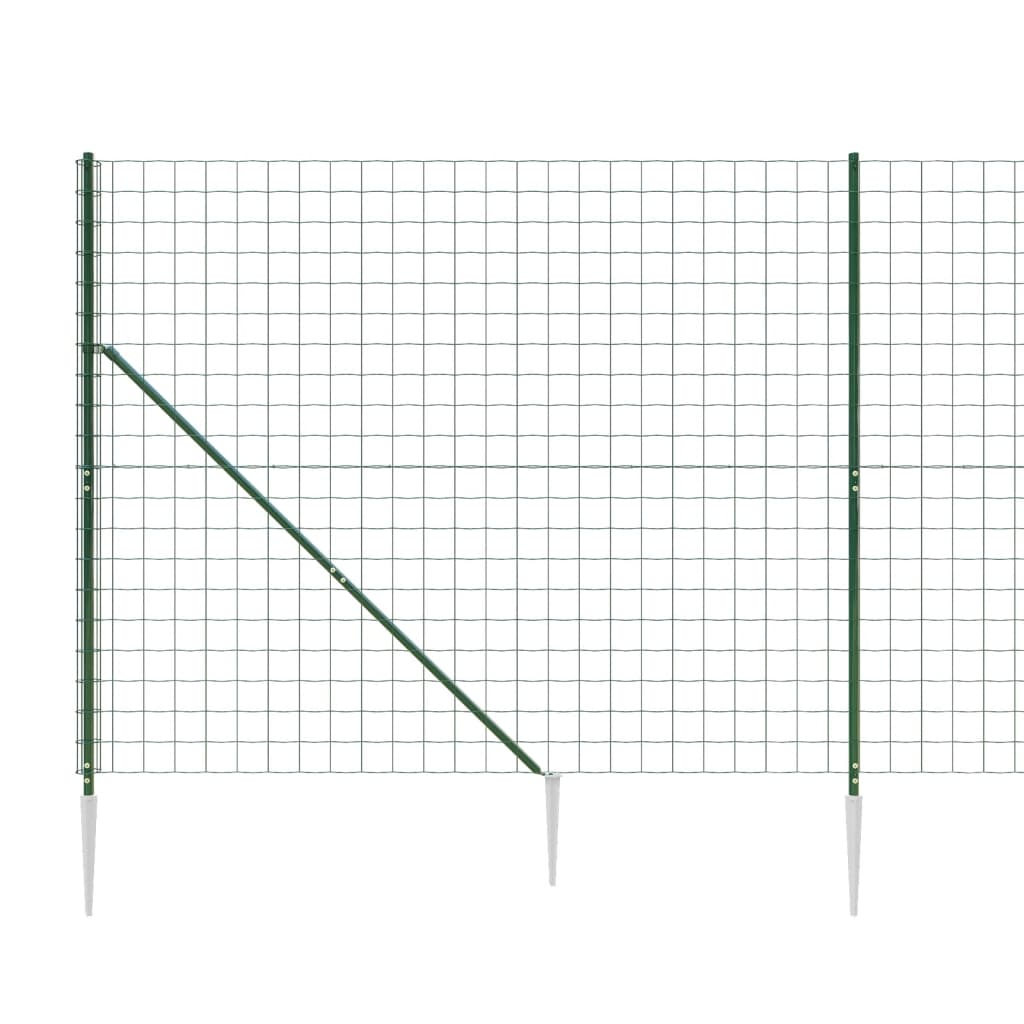 vidaXL Clôture en grillage métallique avec douilles de terre vert 2x10 m