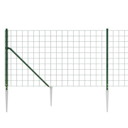 vidaXL Clôture grillagée avec manchons de fixation au sol Vert 0,8x25 m