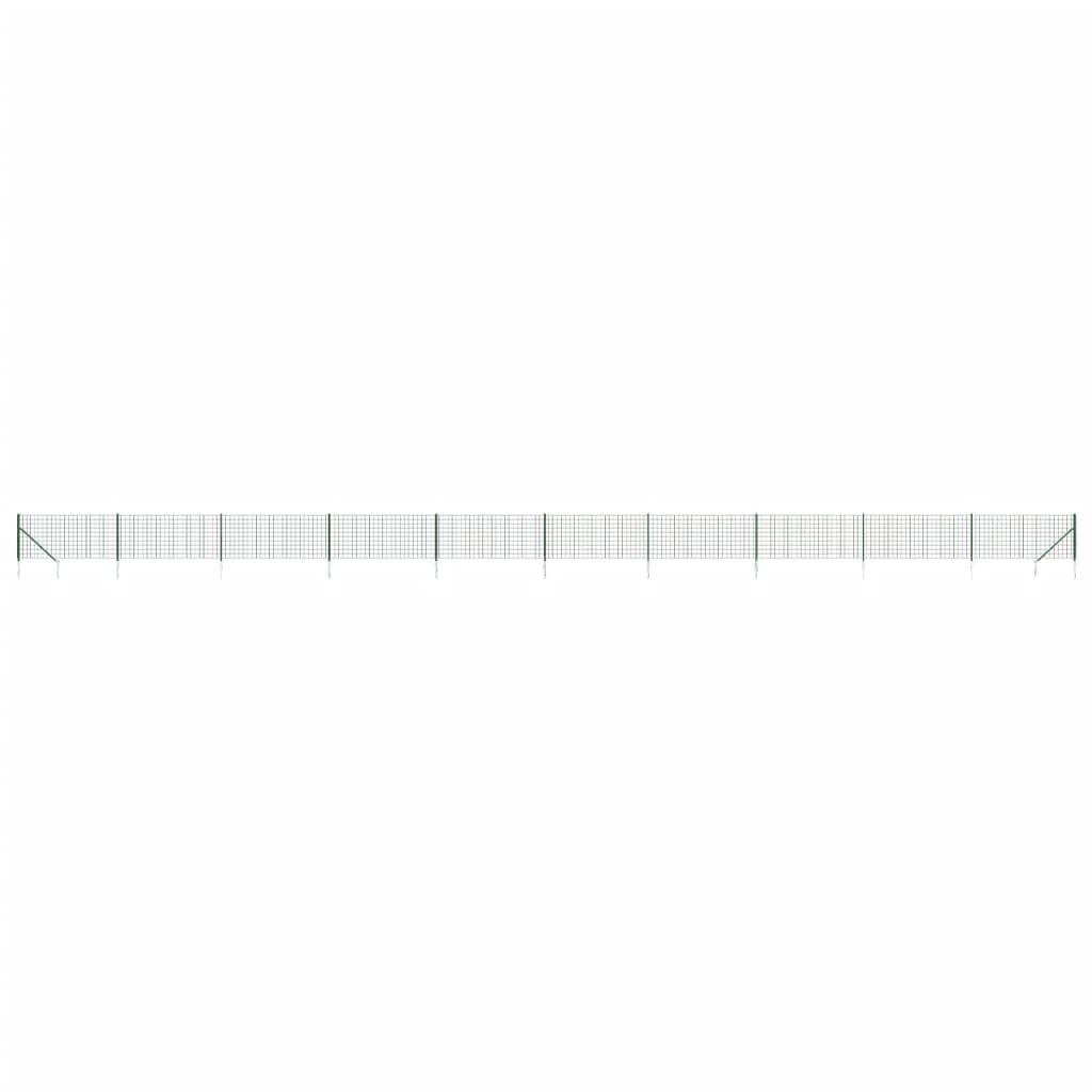 vidaXL Clôture grillagée avec manchons de terre Vert 1x25 m