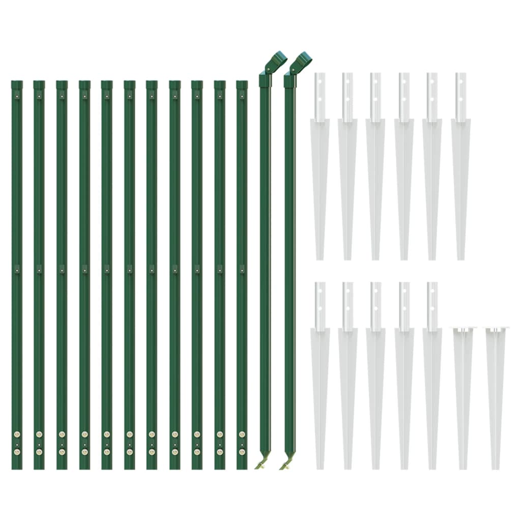 vidaXL Clôture grillagée avec manchons de terre Vert 1x25 m