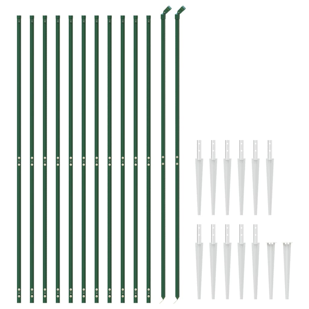 vidaXL Clôture grillagée avec manchons de poteau vert 1,8x25 m