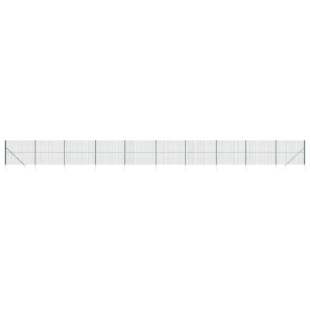 vidaXL Clôture grillagée avec manchons de fixation au sol vert 2x25 m