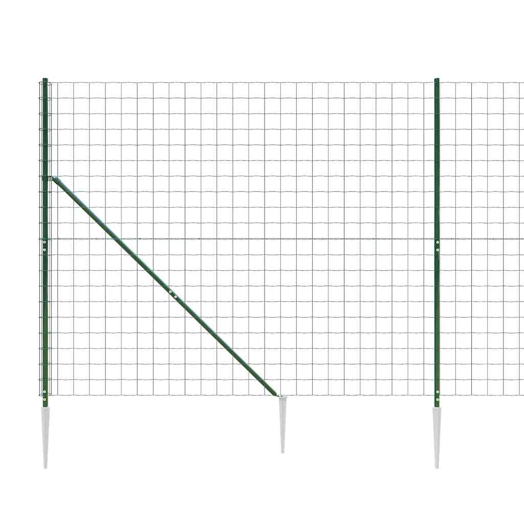 vidaXL Clôture grillagée avec manchons de fixation au sol vert 2x25 m