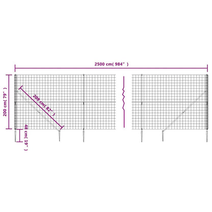 vidaXL Clôture grillagée avec manchons de fixation au sol vert 2x25 m