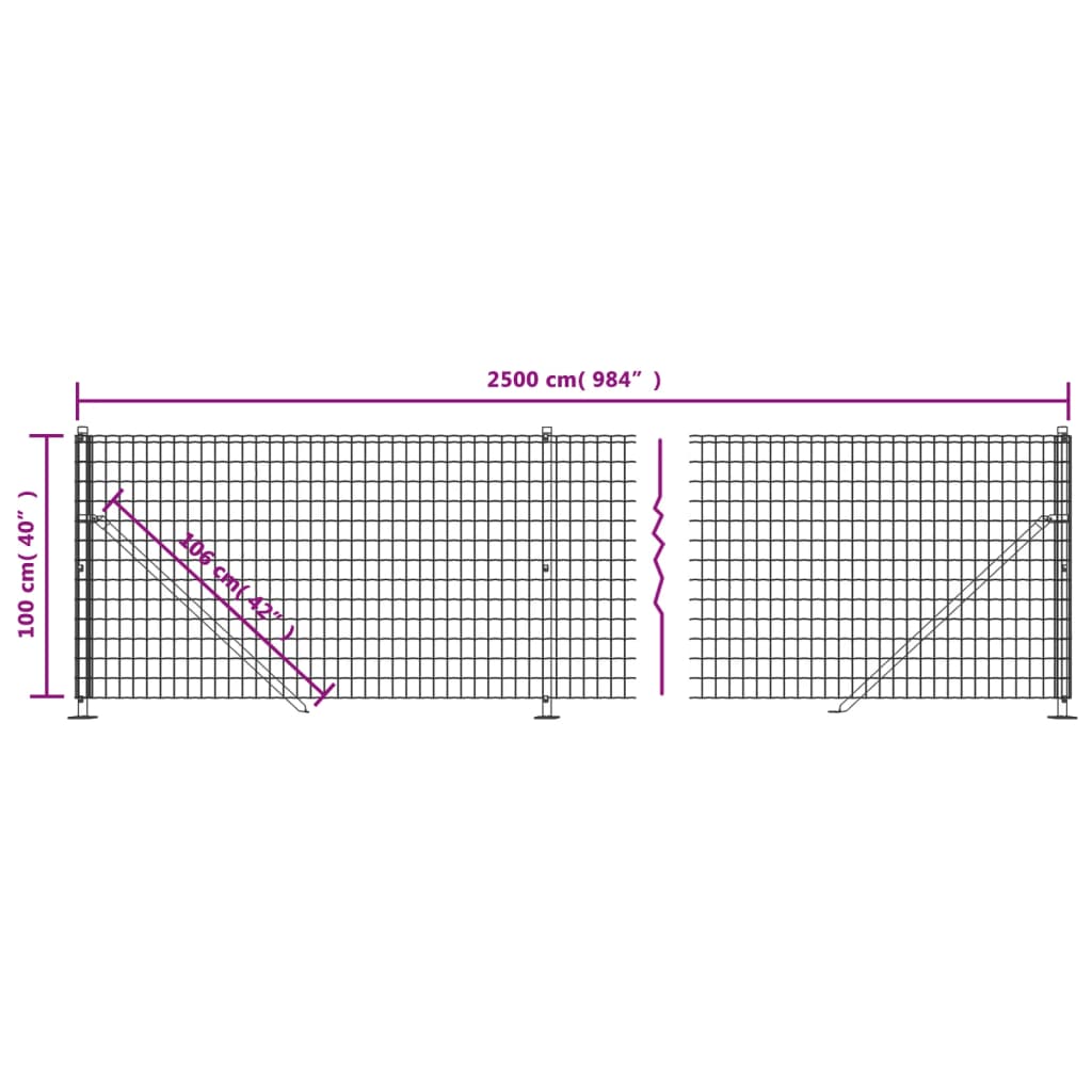 vidaXL Clôture grillagée avec bride de sol vert 1x25 m