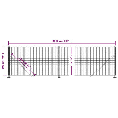 vidaXL Clôture grillagée avec bride de sol vert 1x25 m