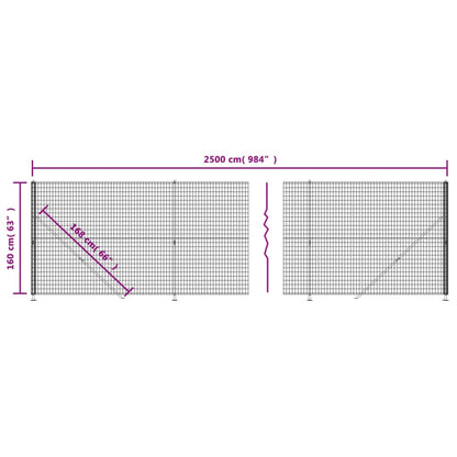 vidaXL Clôture grillagée avec bride de plancher Verte 1,6x25 m