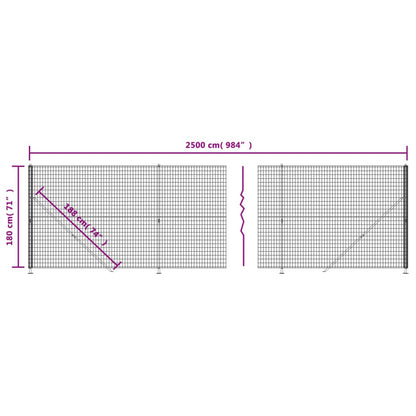 vidaXL Clôture grillagée avec bride de sol verte 1,8x25 m