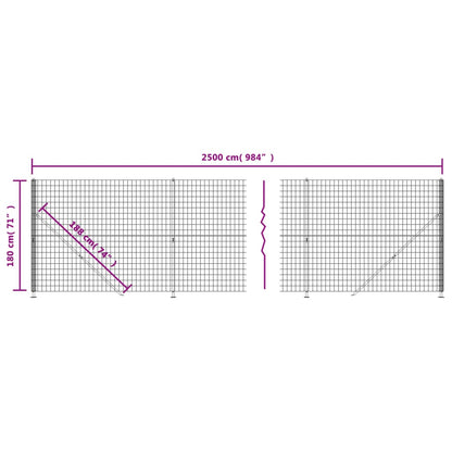 vidaXL Maschendrahtzaun mit Bodenflansch Grün 1,8x25 m
